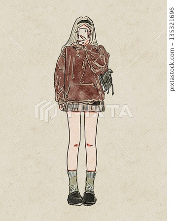 Girl school painting colorful Girl school painting colorful 135321696