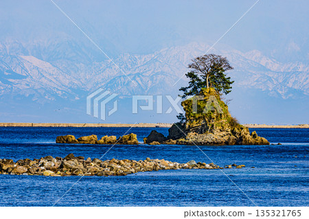 從富山縣雨晴海岸眺望立山山脈 135321765