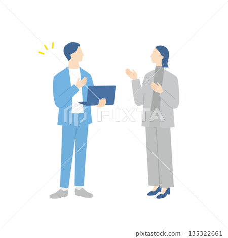 商人們站著討論解決問題 商人們站著討論解決問題 135322661