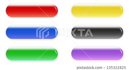 A set of illustrations of vibrant, plump, three-dimensional buttons A set of illustrations of vibrant, plump, three-dimensional buttons 135322825