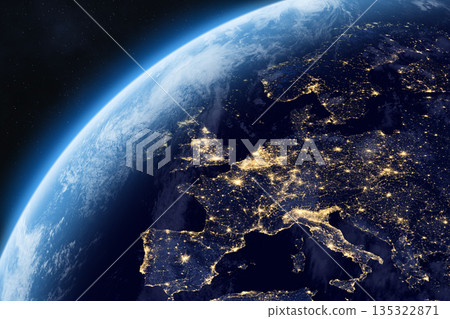 Nightly Earth planet. Europe. Nightly Earth planet. Europe. 135322871
