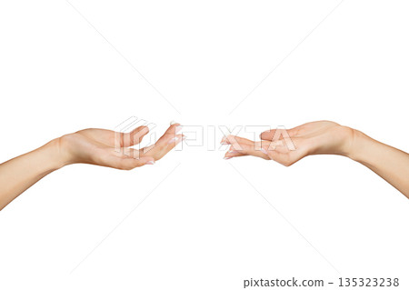 A woman's hand is to use a moisturizer isolated on white background A woman's hand is to use a moisturizer isolated on white background 135323238