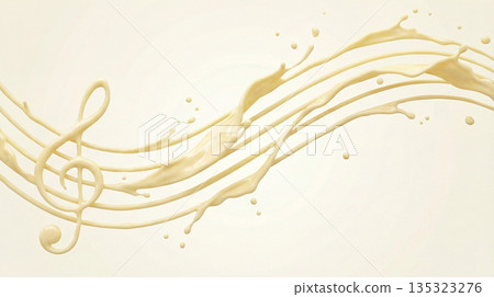 淡黃色乳狀液體，形成樂譜符號。 135323276