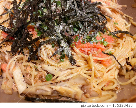 Mushroom and cod roe pasta Mushroom and cod roe pasta 135323453