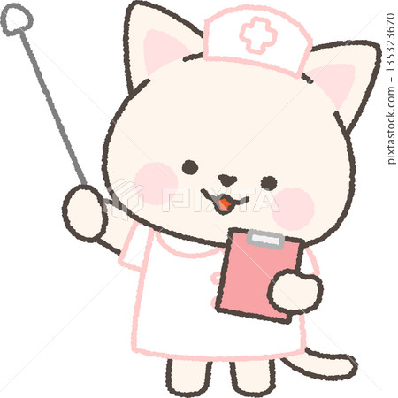 白貓護士拿著指示犬 白貓護士拿著指示犬 135323670