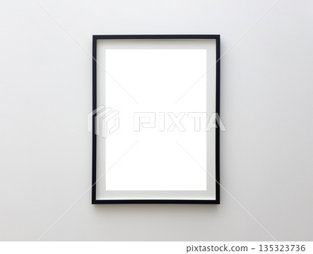 Minimalist black frame with white passepartout on a light wall, empty template for artwork, poster, Minimalist black frame with white passepartout on a light wall, empty template for artwork, poster, 135323736