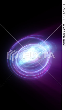 Bright blue-purple spiral burst forming an energetic glowing core with swirling motion trails 135324201