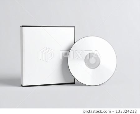 CD and CD case mockup sample DVD white music white background 135324218