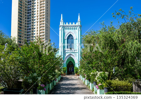 St. Michael's Cemetery and Pastel Green Chapel in Macau St. Michael's Cemetery and Pastel Green Chapel in Macau 135324369