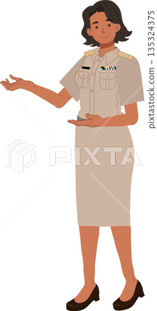 civil servant woman wearing official uniform explaining concept modern flat design civil servant woman wearing official uniform explaining concept modern flat design 135324375