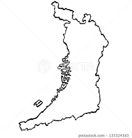 Osaka Prefecture Map Illustration (Brush Touch) Simple 135324383
