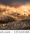 A sparkling background of mixed gold elements and abstract glitter, soft light reflections, shallow depth of field emphasizing shimmering 135324388