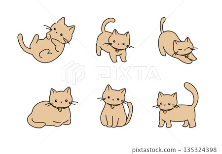 Simple cat illustration material 135324398