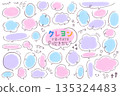 Pink speech bubble that looks like it was written with crayons 135324483