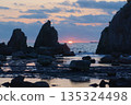 Sunset seen from between the rocks 135324498