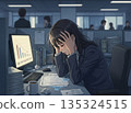 Depressed female office worker 135324515