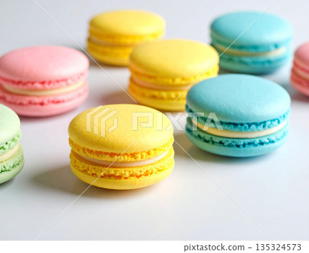 彩色馬卡龍 情人節 白色 白色背景 135324573