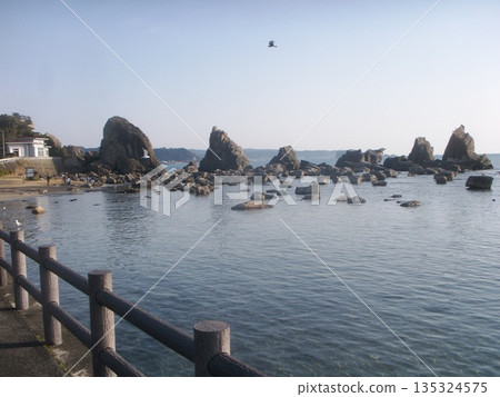 Scenery with Hashigui Rock 135324575