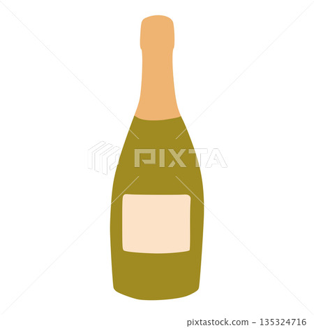 Champagne bottle flat design illustration celebrating valentine's day Champagne bottle flat design illustration celebrating valentine's day 135324716