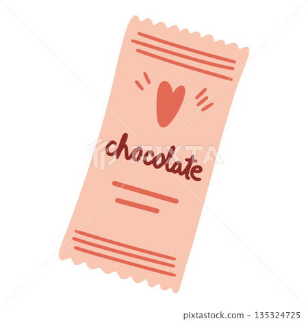 Drawing pink chocolate bar celebrating valentine's day Drawing pink chocolate bar celebrating valentine's day 135324725