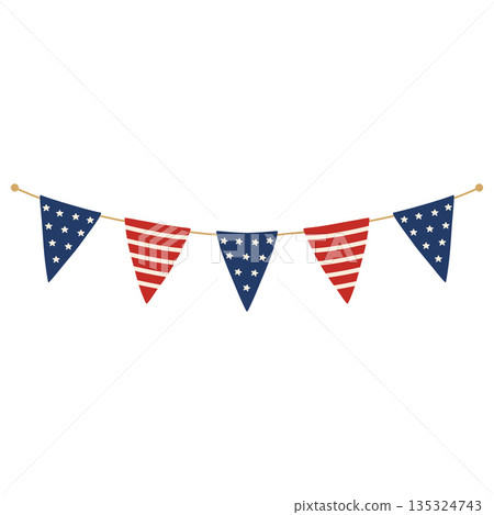 American flag bunting celebrating independence day event decoration 135324743