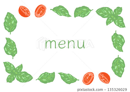 Hand-drawn color illustrations of basil (frames, wreaths, patterns, etc.) Hand-drawn color illustrations of basil (frames, wreaths, patterns, etc.) 135326029
