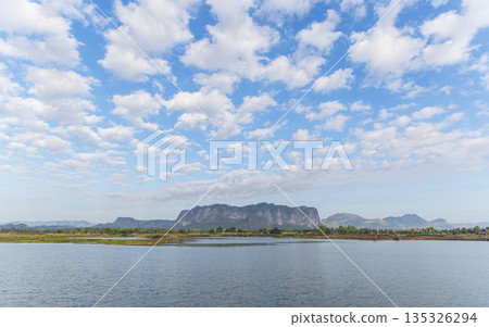 Phuphaman view with water reflection in winter season of Khonkaen, Thailand. Phuphaman view with water reflection in winter season of Khonkaen, Thailand. 135326294