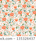 Floral heart hand drawn seamless pattern 135326437