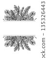 Pine branches Frame vector art 135326443