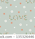 Floral heart hand drawn seamless pattern 135326446