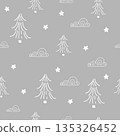 scandi pattern with clouds and forest 135326452
