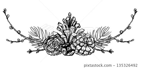 Pine forest bouquet composition vector 135326492