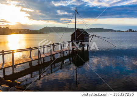 Winter evening view of Lake Togo 135327250