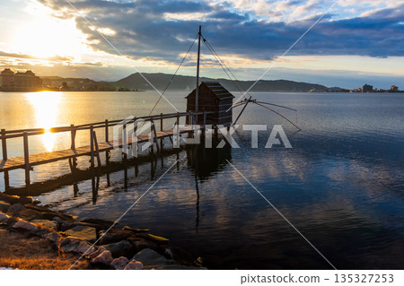 Winter evening view of Lake Togo Winter evening view of Lake Togo 135327253