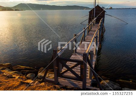 Winter evening view of Lake Togo Winter evening view of Lake Togo 135327255