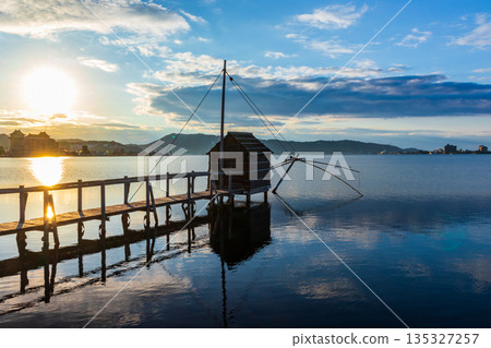 Winter evening view of Lake Togo Winter evening view of Lake Togo 135327257