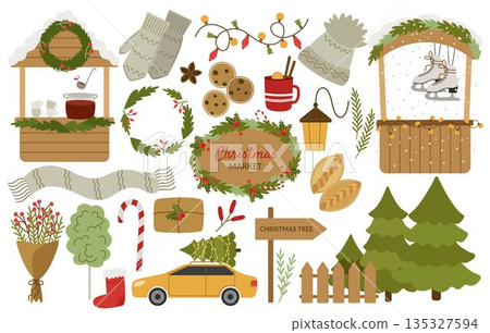Christmas market, holiday gift shopping and winter entertainment. Christmas market, holiday gift shopping and winter entertainment. 135327594