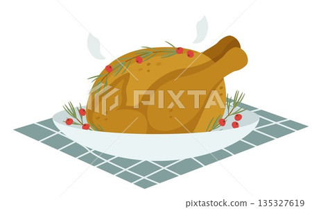Christmas turkey with cranberries and rosemary. Christmas turkey with cranberries and rosemary. 135327619