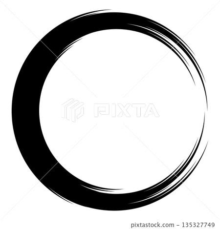 Japanese-style brush-drawn circular frame, black Japanese-style brush-drawn circular frame, black 135327749