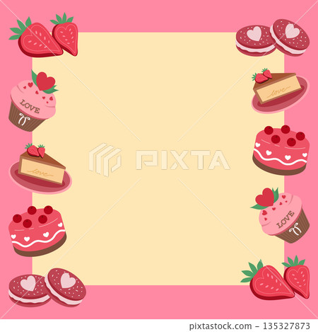 Sweet Valentine Dessert Note Paper Background Sweet Valentine Dessert Note Paper Background 135327873