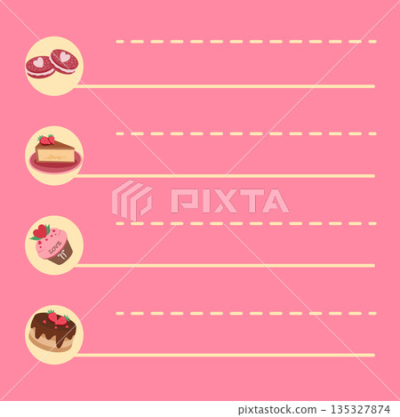 Sweet Valentine Dessert Note Paper Background 135327874