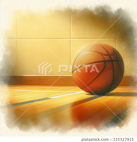 體育館地板上的籃球 135327915
