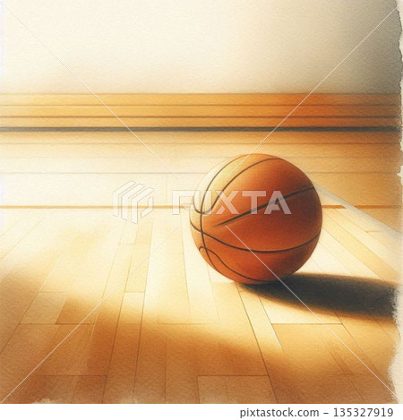 體育館地板上的籃球 135327919