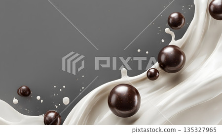 奢華潑濺背景,以白色和黑色巧克力為特色 奢華潑濺背景,以白色和黑色巧克力為特色 135327965