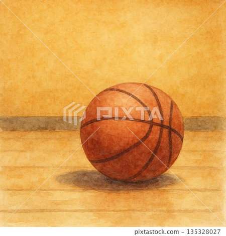 體育館地板上的籃球 135328027