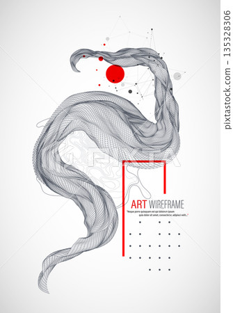 The abstract wave is made in a frame style. Template for science and technology presentation. Vector art. The abstract wave is made in a frame style. Template for science and technology presentation. Vector art. 135328306