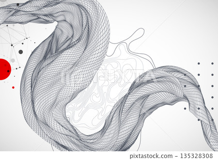 The abstract wave is made in a frame style. Template for science and technology presentation. Vector art. The abstract wave is made in a frame style. Template for science and technology presentation. Vector art. 135328308