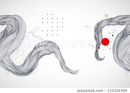 The abstract wave is made in a frame style. Template for science and technology presentation. Vector art. 135328309