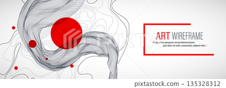 The abstract wave is made in a frame style. Template for science and technology presentation. Vector art. 135328312