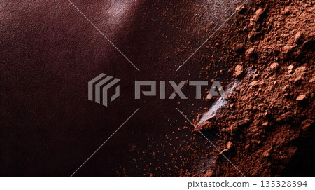 黑巧克力和可可粉奢華背景素材 135328394